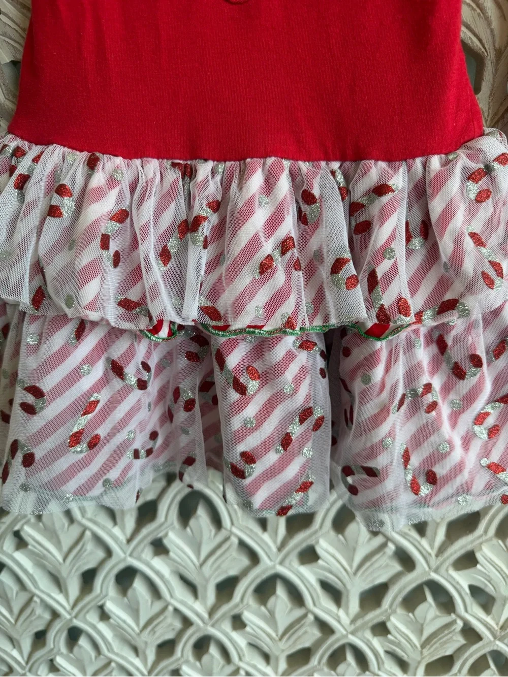 Youngland Girls Size 5 Christmas Candy Cane Tulle Dress Holiday